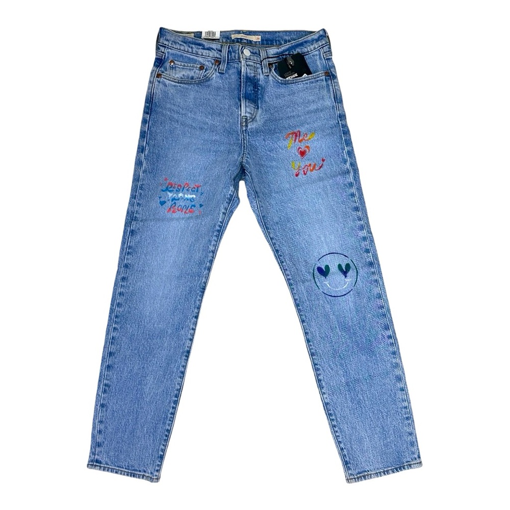 Levi's® Premium Wedgie Icon Fit Painted Jeans - Medium Wash